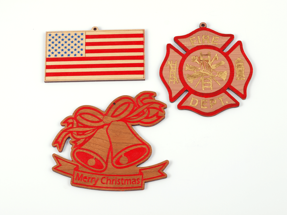 Firefighting Themed Wood Ornaments: Custom Etched Designs